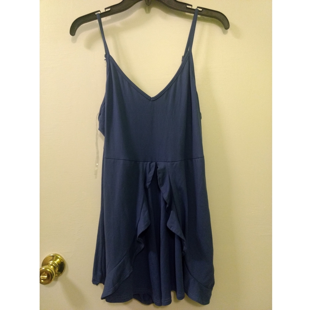 Charlotte Russe Ruffle Spaghetti Strap Adjustable Open Light Polyester Romper L